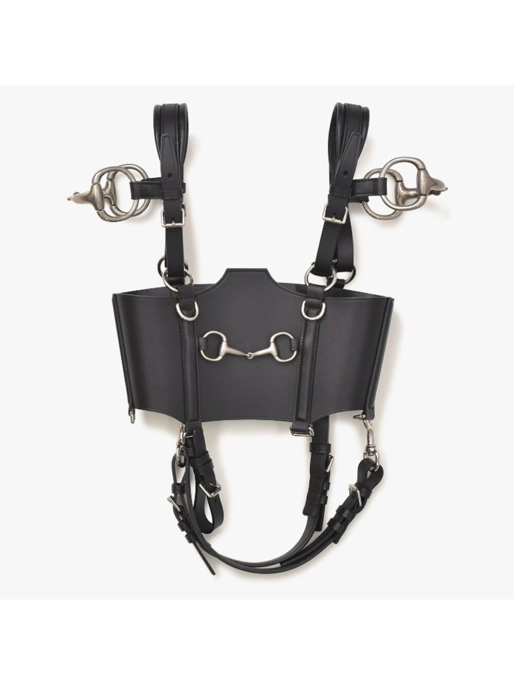 Gucci Leather Bustier Horsebit Alessandro Michele Aria Black Calfskin Antique